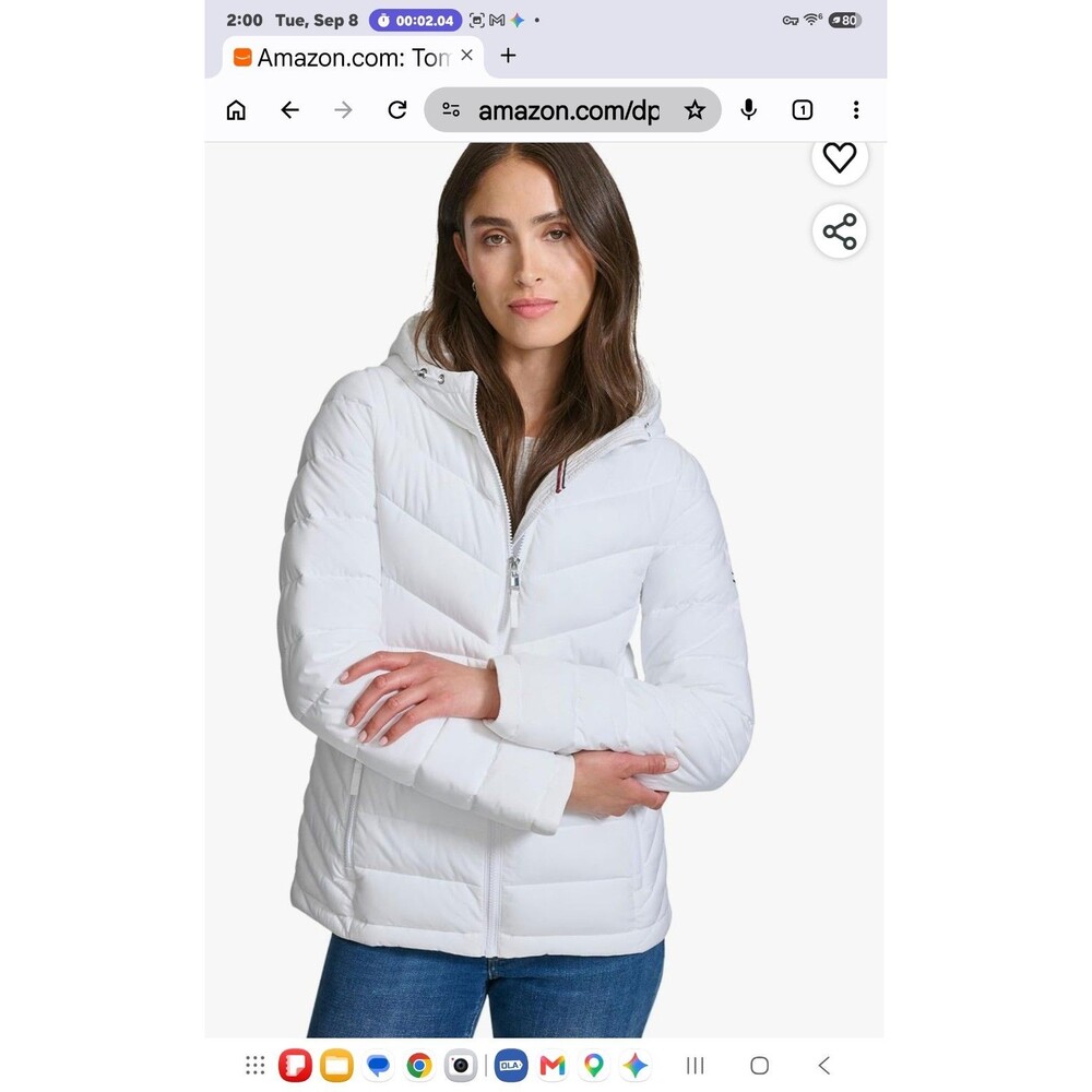 Tommy Hilfiger Women's Performance Satin touch hooded puffer jacket,winter...